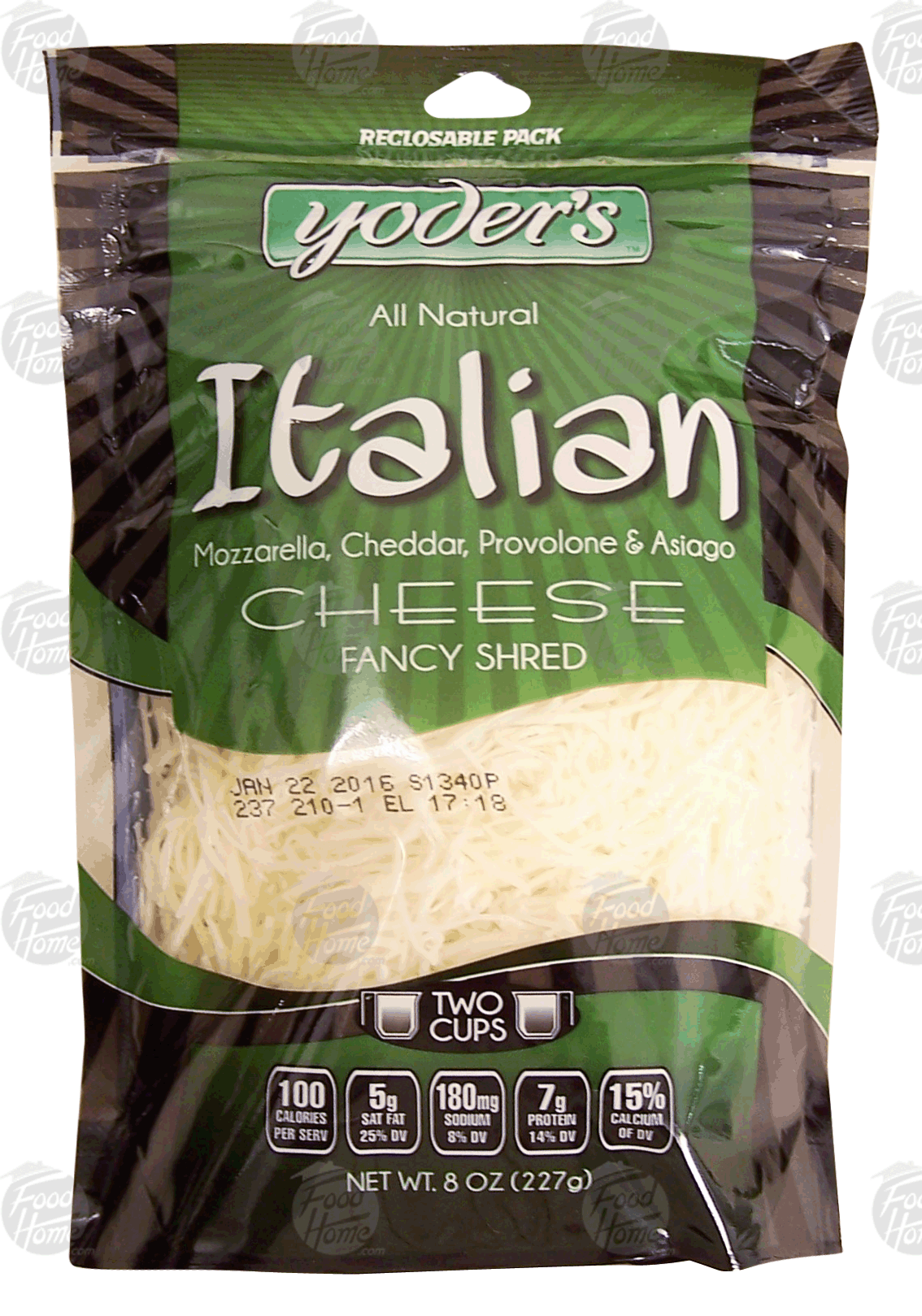 Yoder's  italian; all natural, mozzarella, cheddar, provolone & asiago cheese, fancy shred Full-Size Picture